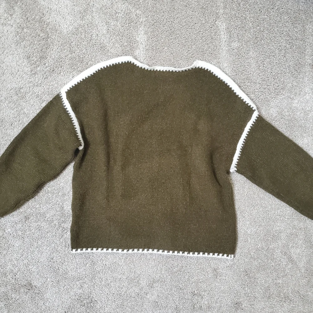 Kirundo Olive Green Sweater, Women's S (Baggy Fit), Slouchy Knit Jumper, EUC - Picture 8 of 9